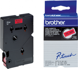 Labelling tape cartridge, 12 mm, tape red, font black, 7.7 m, TC401