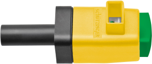 Quick pressure clamp, yellow/green, 300 V, 16 A, 4 mm plug, nickel-plated, SDK 799 / GNGE