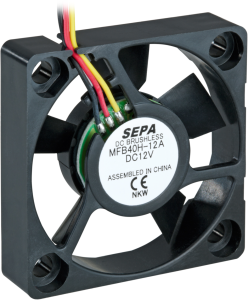 DC axial fan, 12 V, 40 x 40 x 10 mm, 11.1 m³/h, 21 dB, ball bearing, SEPA, MFB40H12A