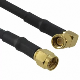 Coaxial Cable, SMA plug (angled) to SMA plug (straight), 50 Ω, RG-58, grommet black, 1.219 m, 135103-04-48.00