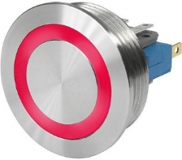 Pushbutton, 1 pole, silver, illuminated  (red), 10 A/250 V, mounting Ø 30 mm, IP67, 3-108-966