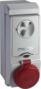 CEE wall socket, 4 pole, 16 A/380-415 V, red, 6 h, IP65, 83185