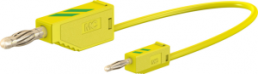 Measuring lead with (2 mm plug, spring-loaded, straight) to (4 mm plug, spring-loaded, straight), 450 mm, green/yellow, PVC, 0.5 mm², CAT O