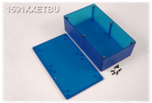 ABS enclosure, (L x W x H) 193 x 113 x 62 mm, blue/transparent, IP54, 1591XXETBU