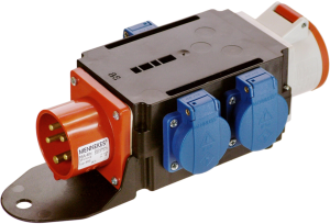 CEE power distributor, 5 pole, 16 A/400 V, blue/red, IP44, 60520
