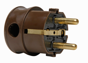 Schuko plug right-angled, 3 x 1.5 mm², brown