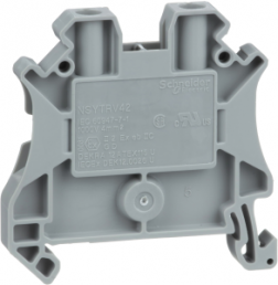 Terminal block, 2 pole, 0.2-4.0 mm², clamping points: 2, gray, screw connection, 32 A