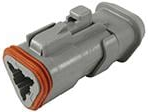 Connector, 3 pole, straight, 2 rows, gray, DT06-3S-CE04
