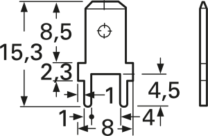 Faston plug, 6.3 x 0.8 mm, L 15.3 mm, uninsulated, straight, 3866G.68