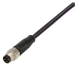 Sensor actuator cable, M12-cable plug, straight to open end, 3 pole, 0.5 m, PUR, black, 21348400390005
