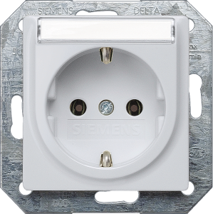 German schuko-style socket outlet with label field, metal, 16 A/250 V, Germany, IP20, 5UB1933