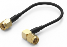 Coaxial cable, SMA plug (straight) to SMA plug (angled), 50 Ω, RG-174/U, grommet black, 152.4 mm, 65503503615303