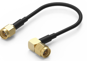 Coaxial cable, SMA plug (angled) to SMA jack (straight), 50 Ω, RG-174/U, grommet black, 152.4 mm, 65503603215303