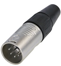 XLR plug, 5 pole, silver-plated, 1.5 mm², AWG 16, zinc, RC5M