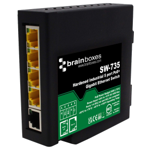 Hardened Industrial 5 Port PoE+ Gigabit EthernetSwitch, SW-535