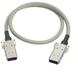 System cable, Har-Link plug, straight to Har-Link plug, straight, PVC, 1 m, gray