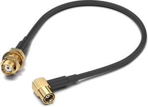 Coaxial cable, SMA jack (straight) to SMB plug (angled), 50 Ω, RG-174/U, grommet black, 152.4 mm, 65503210315301