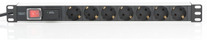 19"-german schuko-style power strip, 7-way, 2 m, 16 A, with surge protection, black, DN-95407