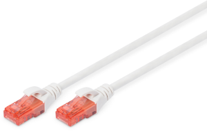 Patch cable, RJ45 plug, straight to RJ45 plug, straight, Cat 6, U/UTP, LSZH, 1 m, white