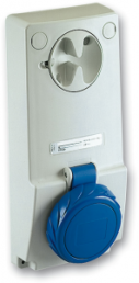 CEE surface-mounted socket, 3 pole, 16 A/200-250 V, blue, 6 h, IP65, 82081