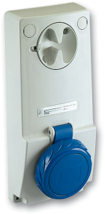 CEE surface-mounted socket, 4 pole, 16 A/200-250 V, blue, 9 h, IP65, 82082