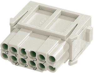 Socket contact insert, DD, 12 pole, unequipped, crimp connection, 09140123101