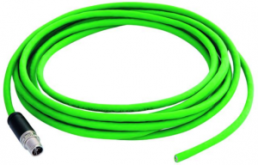 Sensor actuator cable, M12-cable plug, straight to open end, 8 pole, 3 m, PUR, green, 100017412