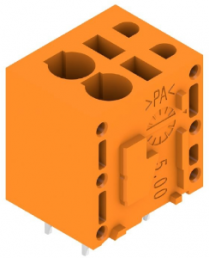 PCB terminal, 2 pole, pitch 5 mm, AWG 24-12, 20 A, spring-clamp connection, orange, 1330430000