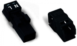Plug, 2 pole, push-in, 0.25-1.5 mm², black, 890-212/342-000