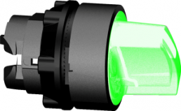 Selector switch, groping, waistband round, green, front ring black, 2 x 90°, mounting Ø 22 mm, ZB5AK1433