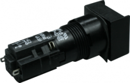 Pushbutton switch, 2 pole, black, illuminated , 4 A/230 V, mounting Ø 16.2 mm, IP65, 1.15.108.376/0000