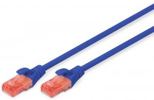 Patch cable, RJ45 plug, straight to RJ45 plug, straight, Cat 6, U/UTP, PVC, 1 m, blue