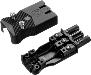 Socket, 3 pole, cable assembly, screw connection, 0.5-2.5 mm², black, AC 166 GBUF/325 SW