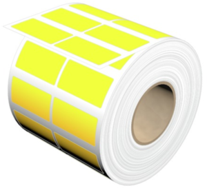 Cotton fabric Label, (L x W) 38 x 19 mm, yellow, Roll with 2000 pcs
