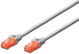 Patch cable, RJ45 plug, straight to RJ45 plug, straight, Cat 6, U/UTP, LSZH, 5 m, gray