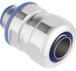 Straight hose fitting, M25, 18.7 mm, stainless steel, IP68, silver, (L) 49.3 mm