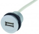 USB 2.0 Cable for front panel mounting, USB jack type A to USB plug type A, 0.15 m, silver