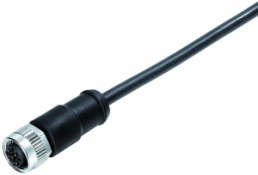 Sensor actuator cable, M12-cable socket, straight to open end, 4 pole, 5 m, PUR, black, 8 A, 77 0606 0000 50704-0500