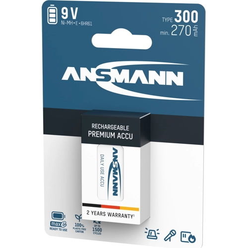 B002MDR94S Ansmann Round Cell Batteries, 9V Block Batteries Image 2