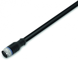 Sensor actuator cable, M12-cable socket, straight to open end, 4 pole, 1.5 m, PUR, black, 4 A, 756-5301/040-015