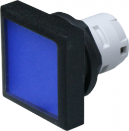 Pushbutton, illuminable, groping, waistband square, blue, front ring black, mounting Ø 16.2 mm, 1.30.070.201/1607