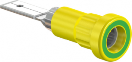 4 mm socket, flat plug connection, mounting Ø 6.8 mm, yellow/green, 23.1015-20
