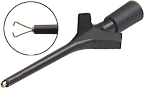 Miniature clamp test probe, black, max. 3.5 mm, L 52 mm, CAT O, pin 0.64 mm, KLEPS 3 ST SW