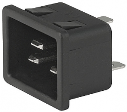 Plug C20, 3 pole, snap-in, plug-in connector 4.8 x 0.8, black, 3-140-823