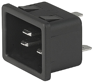 Plug C20, 3 pole, snap-in, plug-in connector 6.3 x 0.8, black, 6163.0026