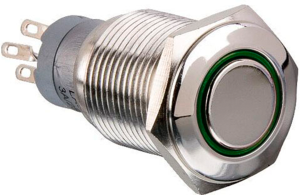 Pushbutton switch, 2 pole, silver, illuminated  (blue), 1 A/110 V, mounting Ø 16.2 mm, IP40, MP0045/1E2BL012