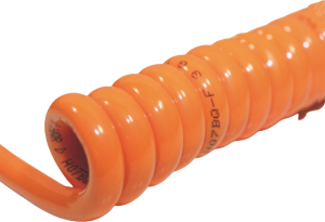 PUR Spiral cable H05BQ-F 4 x 0.75 mm², unshielded, orange