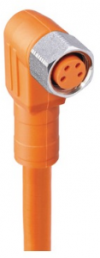Sensor actuator cable, M8-cable socket, straight to open end, 4 pole, 10 m, PVC, orange, 4 A, 934773008