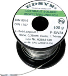 Solder wire, lead-free, SAC (Sn95.5Ag3.8Cu0.7), 100 g