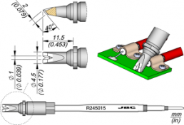 JBC soldering tip, special, R245015/Ø 1.0 mm, pinsoldering tip
